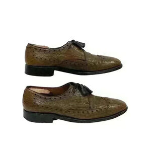 VTG Allen Edmonds Nassau Brown Sharkskin Mens Wingtip Brogue Oxford Sz 10.5/44.5